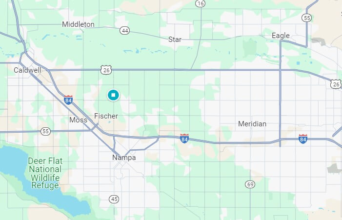 map of Treasure Valley area including Caldwell, Idaho